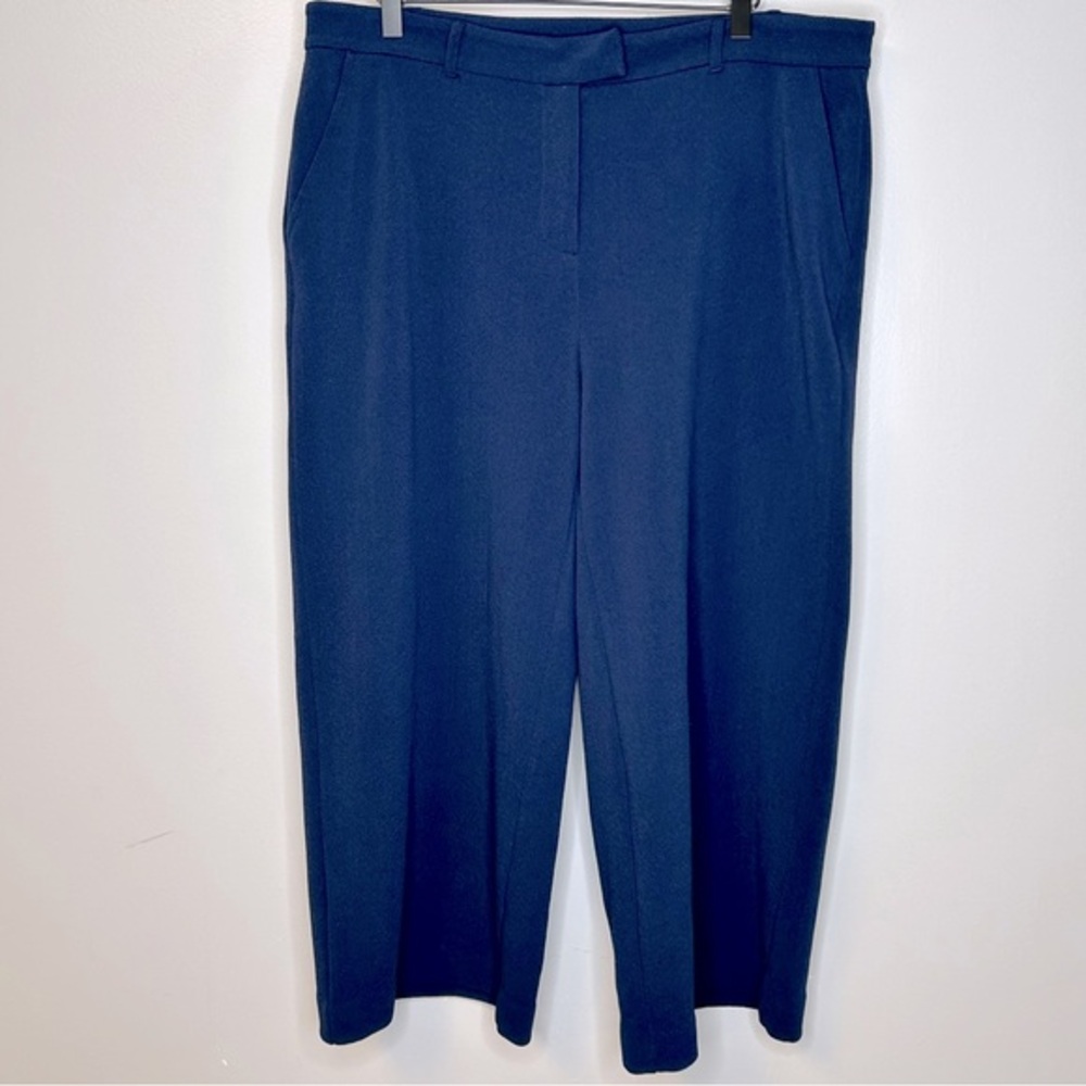 Michael Michael Kors Women’s Wide Leg Cropped Navy‎ Blue Pants Size 14 - Picture 2 of 10